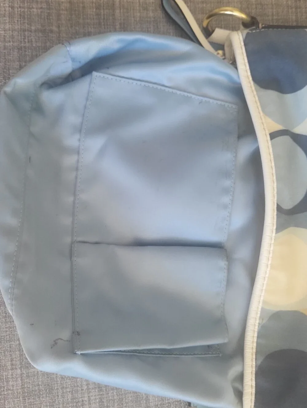 Coach Optic Signature Scarf Print Hobo Shoulder Bag 11955 Blue White Purse